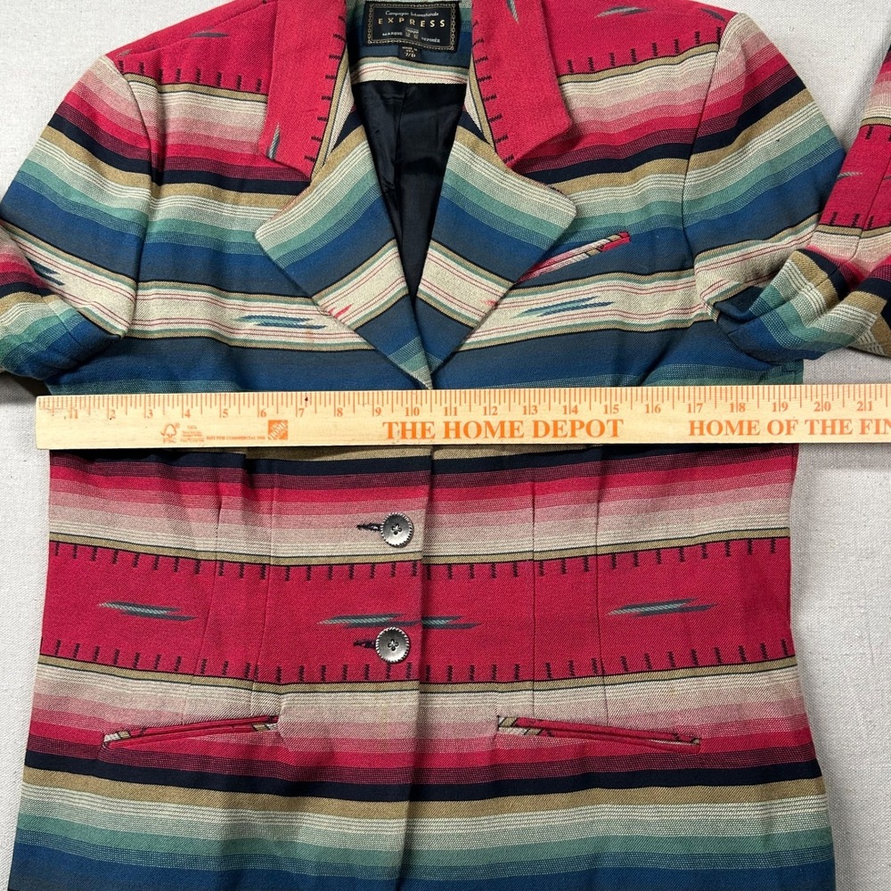 Vintage Express Blazer Womens 7/8 Aztec Print Waistcoat Southwestern 80s 90s - Picture 6 of 10
